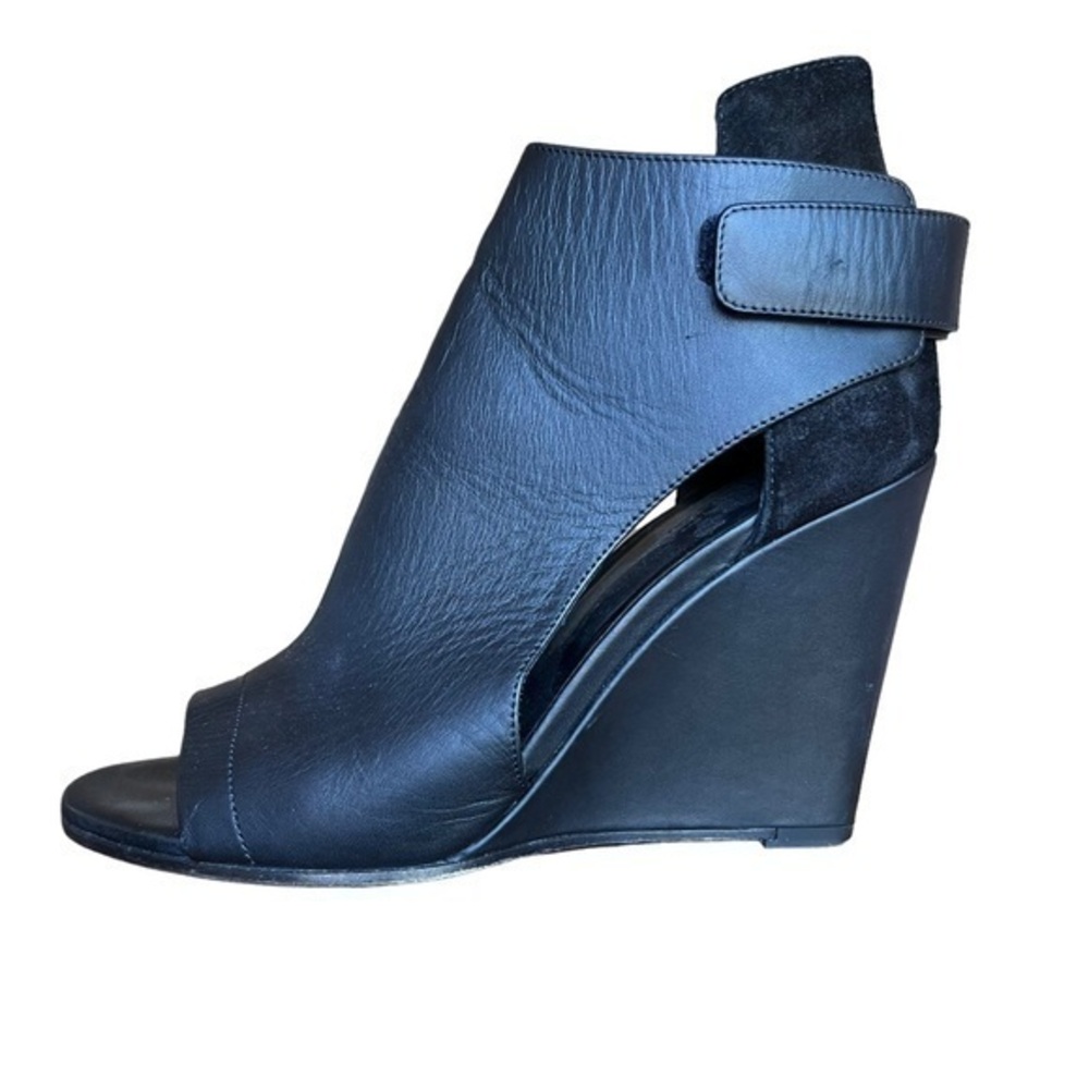 Vince Katia Leather Open Toe Platform Wedge Bootie